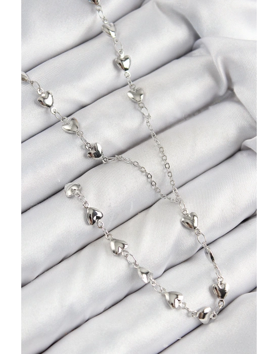 MuI MuI Pirinç Zirkon Taşlı Kalp Model Gümüş Renk Y Kolye