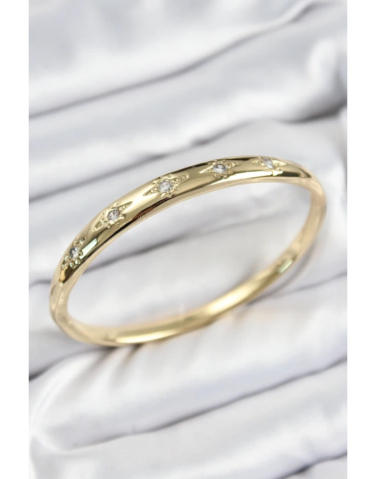 MuI MuI Pirinç Zirkon Taşlı Kutup Yıldızı Model Gold Renk Kadın Kelepçe