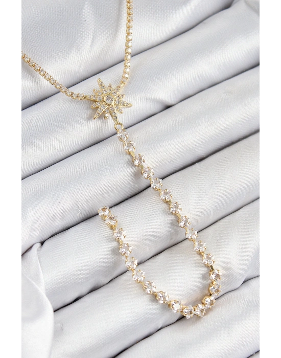 MuI MuI Pirinç Zirkon Taşlı Kutup Yıldızı Model Gümüş Renk Y Kolye