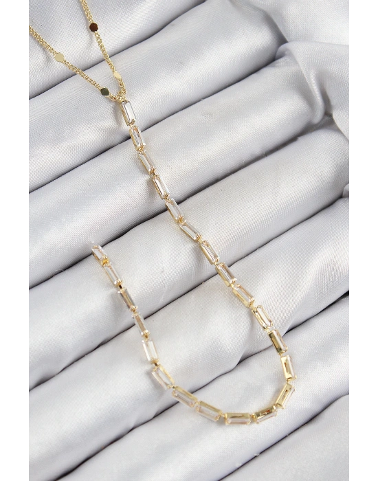 MuI MuI Pirinç Zirkon Taşlı Model Gold Renk Y Kolye