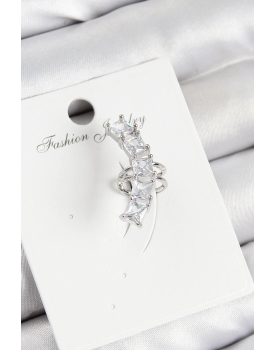 MuI MuI Pirinç Zirkon Taşlı Model Gümüş Renk Sağ Kıkırdak Küpe