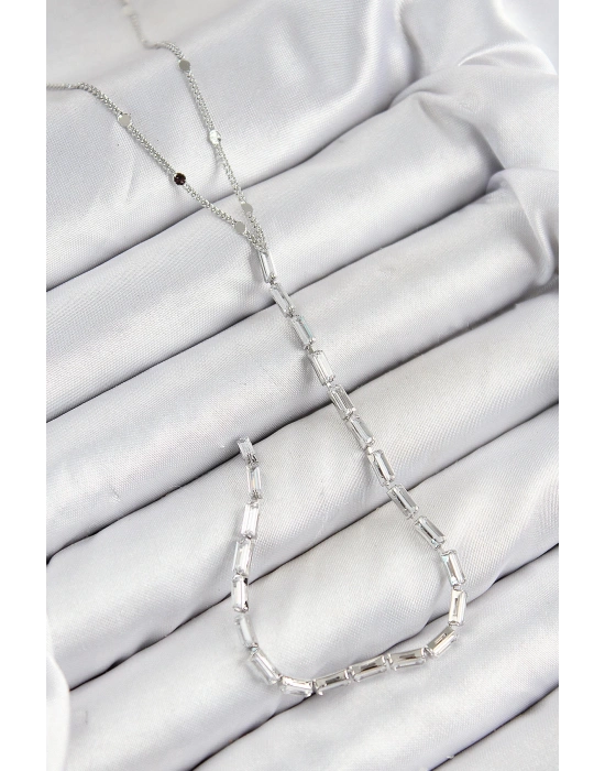 MuI MuI Pirinç Zirkon Taşlı Model Gümüş Renk Y Kolye