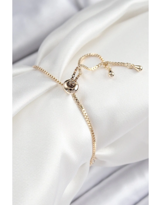 MuI MuI Pirinç Zirkon Taşlı Nazar Yıldız Model Gold Renk Asansörlü Kadın Bileklik