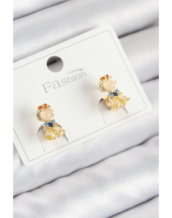 MuI MuI Pirinç Zirkon Taşlı Pamuk Prenses Model Gold Renk Çocuk Küpe