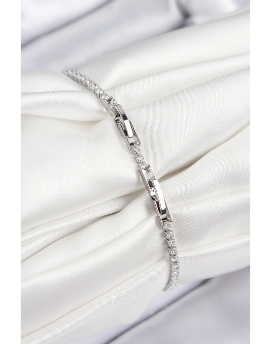 MuI MuI Pirinç Zirkon Taşlı Sonsuzluk Kalp Model Gümüş Renk Kadın Bileklik