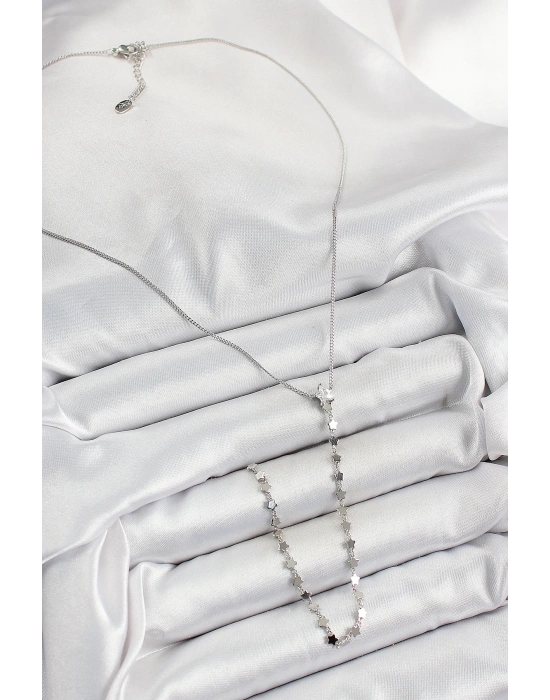 MuI MuI Pirinç Zirkon Taşlı Yıldız Figürlü Y Model Gümüş Renk Kadın Kolye