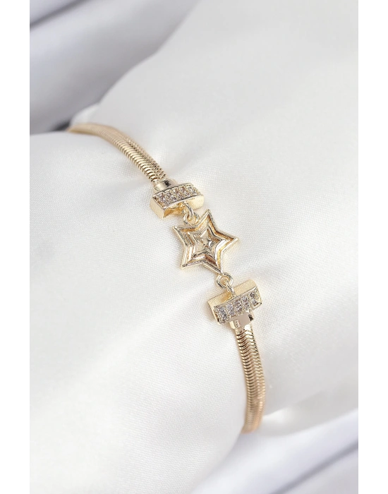 MuI MuI Pirinç Zirkon Taşlı Yıldız Model Gold Renk Kadın Bileklik