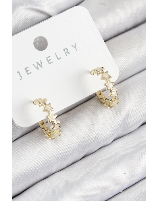 MuI MuI Pirinç Zirkon Taşlı Yıldız Model Gold Renk Kadın Küpe