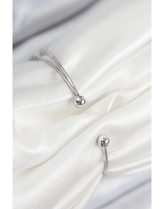 MuI MuI Pirinç Zirkon Taşlı Yıldız Ve İnci Model Gümüş Renk Kadın Bileklik