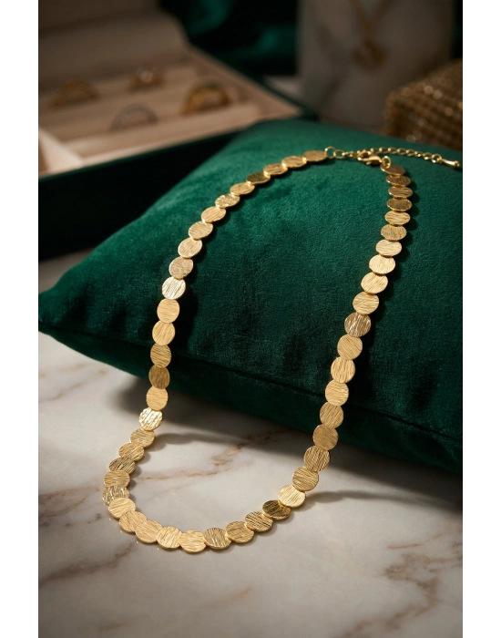 MuI MuI Plaka Model Gold Renk Pirinç Kadın Kolye