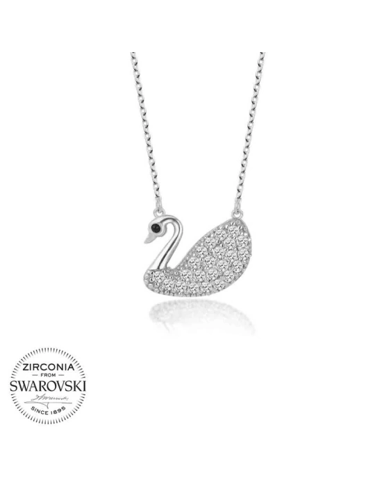 MuI MuI Swarovski Taşlı Gümüş Kuğu Bayan Kolye