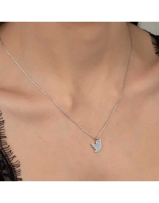 MuI MuI Swarovski Taşlı Gümüş Kuş Bayan Kolye