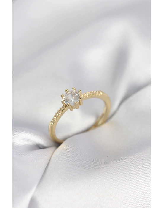 MuI MuI Damenring mit einem einzelnen Stein, goldfarben, Zirkonia