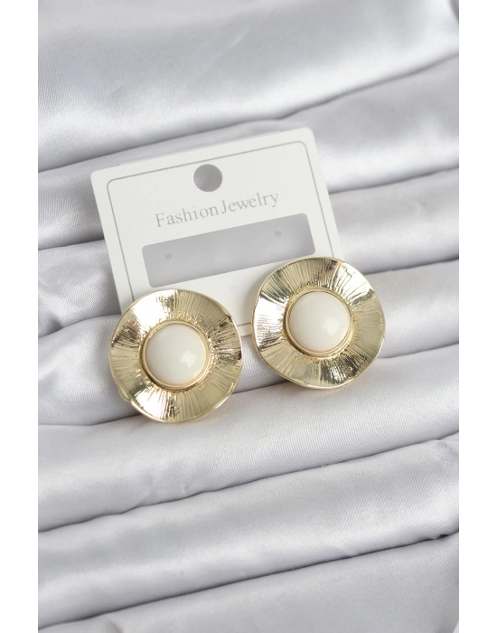 MuI MuI Vintage Model Beyaz Gold Renk Pirinç Kadın Küpe