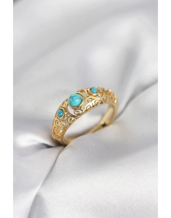 MuI MuI Vintage Model Mavi Taşlı Gold Renk Kadın Yüzük