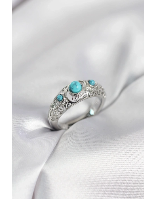 MuI MuI Vintage Model Mavi Taşlı Gümüş Renk Kadın Yüzük