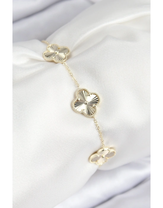 MuI MuI VIP Pirinç Yonca Model Gold Renk Kadın Bileklik