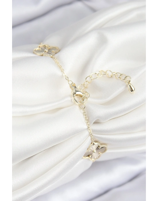 MuI MuI VIP Pirinç Yonca Model Gold Renk Kadın Bileklik