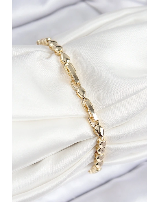 MuI MuI VIP Pirinç Zirkon Taşlı Sıralı Damla Model Gold Renk Kadın Bileklik