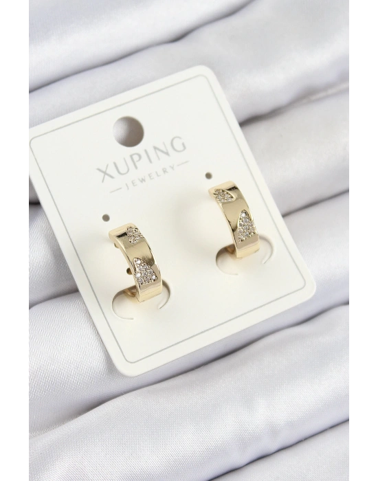 MuI MuI Xuping Zirkon Taşlı Desenli Halka Model Gold Renk Kadın Küpe