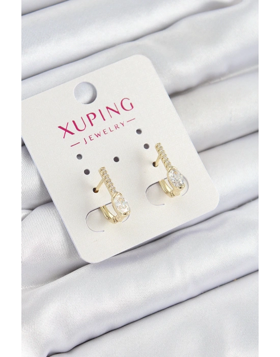 MuI MuI Xuping Zirkon Taşlı I Model Gold Renk Kadın Küpe