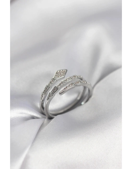 MuI MuI Schlangenmodell Silberfarbener Zirkonia-Damenring