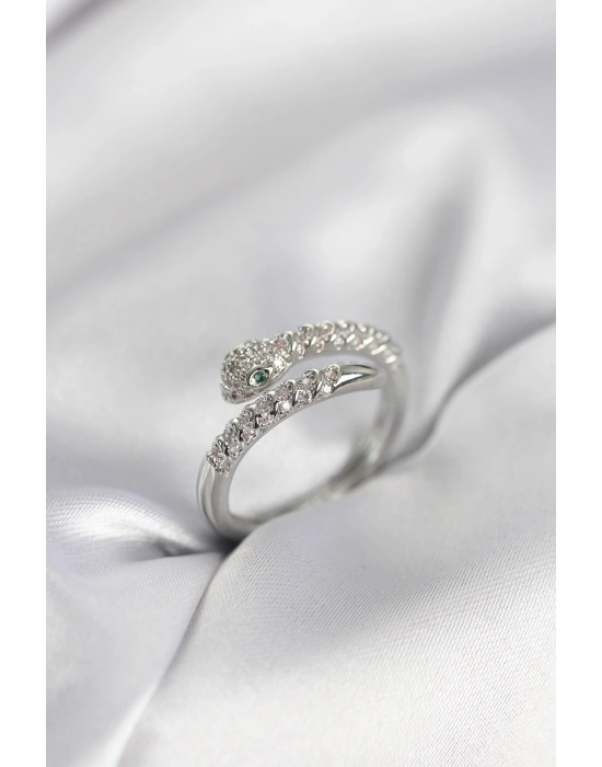 MuI MuI Schlangenmodell Silberfarbener Zirkonia-Damenring