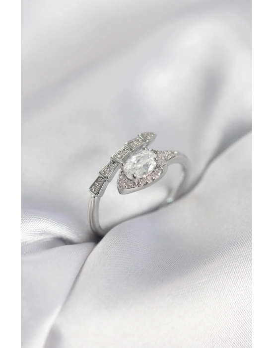 MuI MuI Schlangenmodell Silberfarbener Zirkonia-Damenring