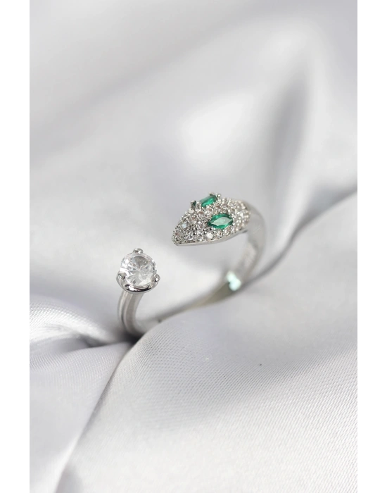 MuI MuI Schlangenmodell Silberner Damenring mit Zirkonia-Steinen