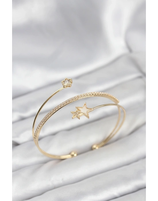 MuI MuI Yıldızlı Model Pirinç Gold Renk Kadın Bileklik