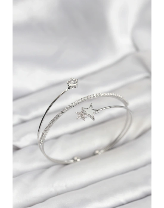 MuI MuI Yıldızlı Model Pirinç Gümüş Renk Kadın Bileklik