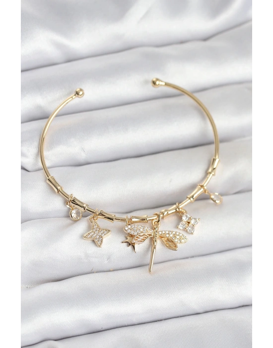 MuI MuI Yusufçuk Charmlı Gold Renk Pirinç Kadın Bileklik