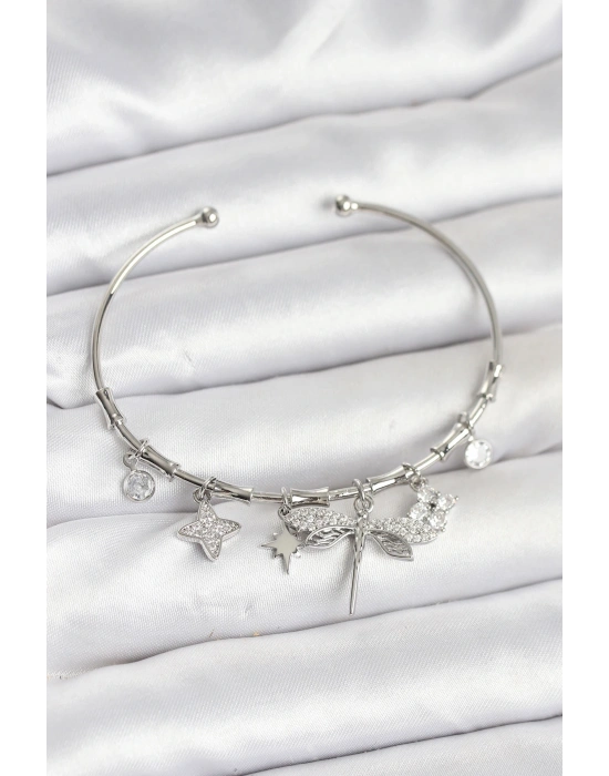 MuI MuI Yusufçuk Charmlı Gümüş Renk Pirinç Kadın Bileklik