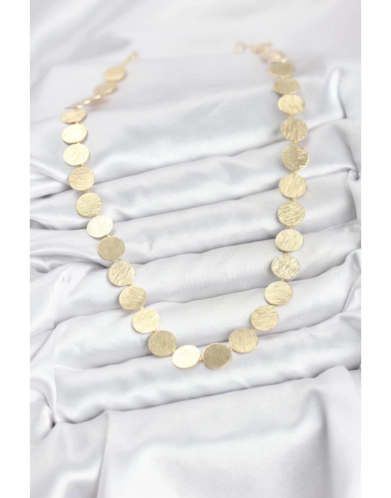 MuI MuI Yuvarlak Plaka Model Gold Renk Kadın Kolye