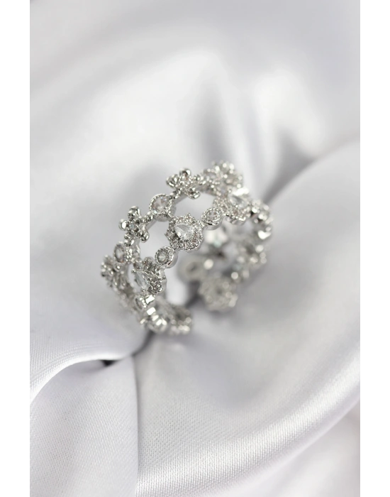 MuI MuI Zirkonstein 2-teiliger Ring für Damen, silberfarben