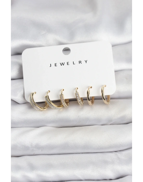 MuI MuI Ohrring-Set für Damen aus goldfarbenem Messing mit Zirkonia-Steinen