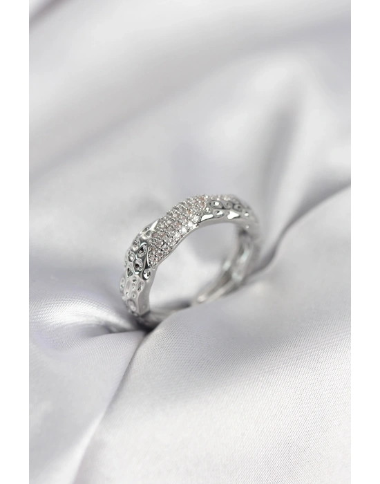 MuI Damenring in Silberfarbe mit Zirkonia-Steinen