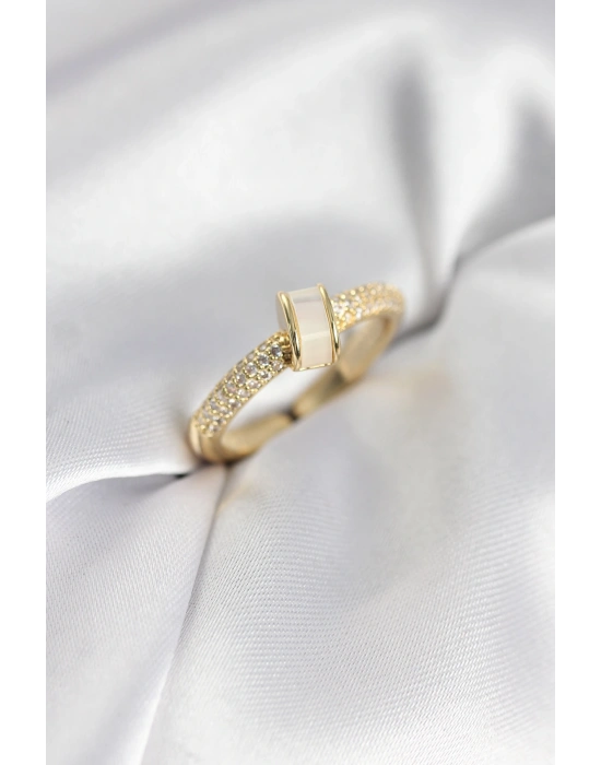 MuI MuI Zirkonstein Perlmutt Goldfarbener Damenring