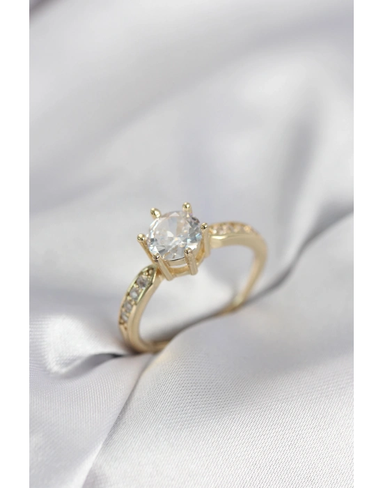 MuI MuI Zirkon-Solitärring, goldfarben, Damenring