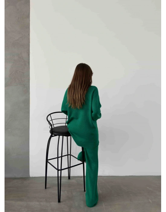 Polo Yaka Fermuarlı Triko Takım 1511 - Yeşil