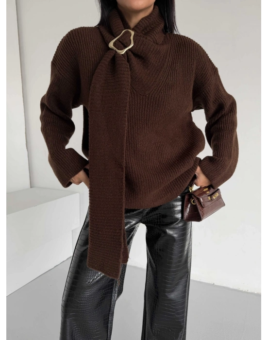 Şal Yaka Kazak 1574 - Kahverengi