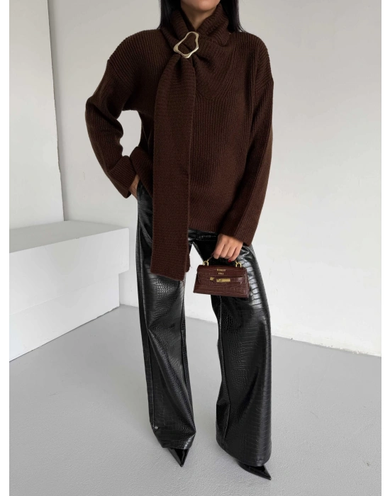 Şal Yaka Kazak 1574 - Kahverengi