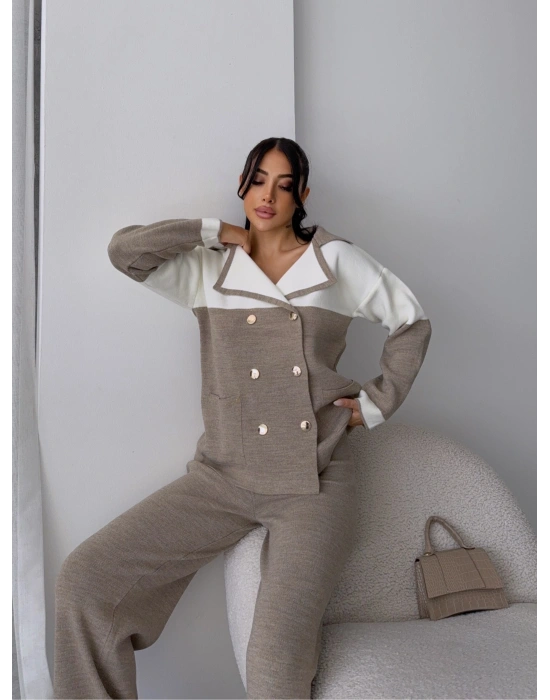 Simli Triko Takım 1552 - Vizon