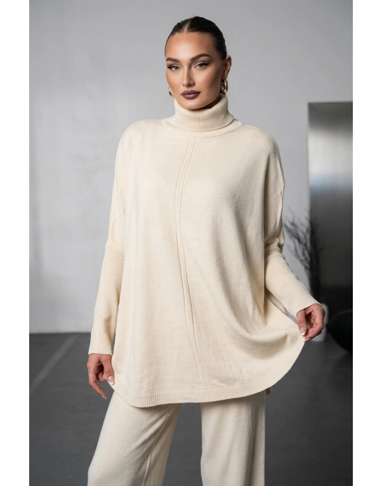 Soft&amp;Cozy Oversize Triko Takım - Kemik