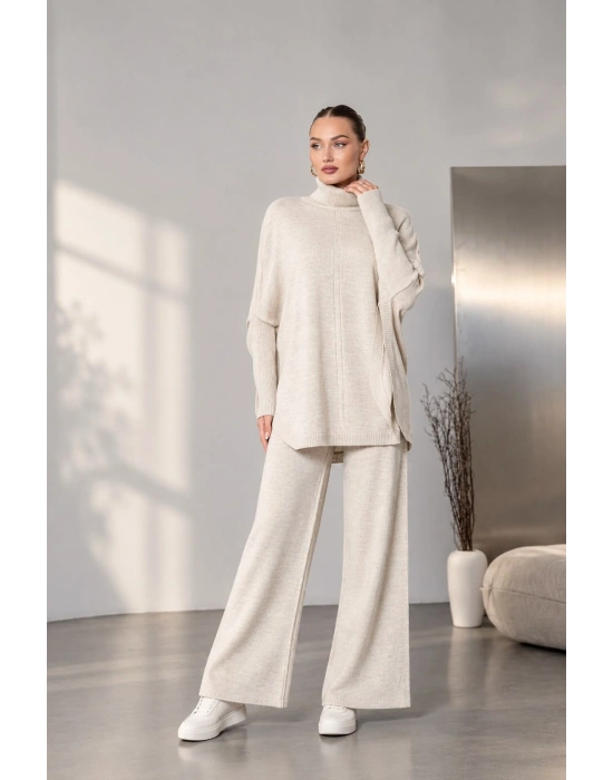 Soft&amp;Cozy Oversize Triko Takım - Kemik