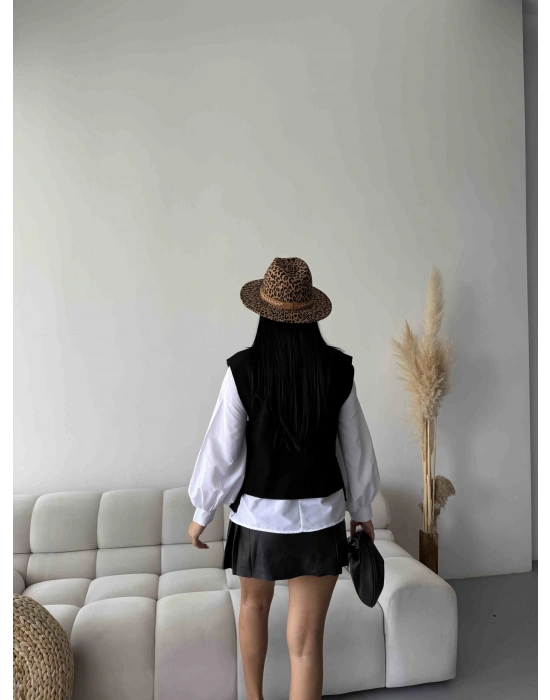 Triko Detay Gömlek - Siyah