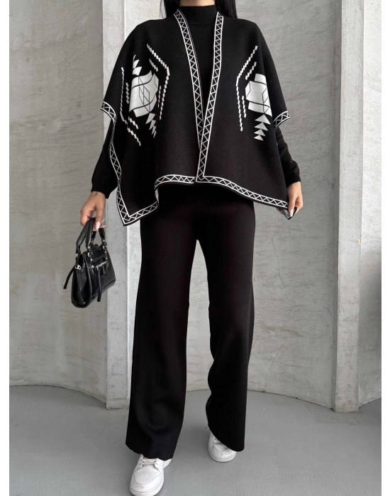 Üçlü Panço Triko Takım 1560 - Siyah