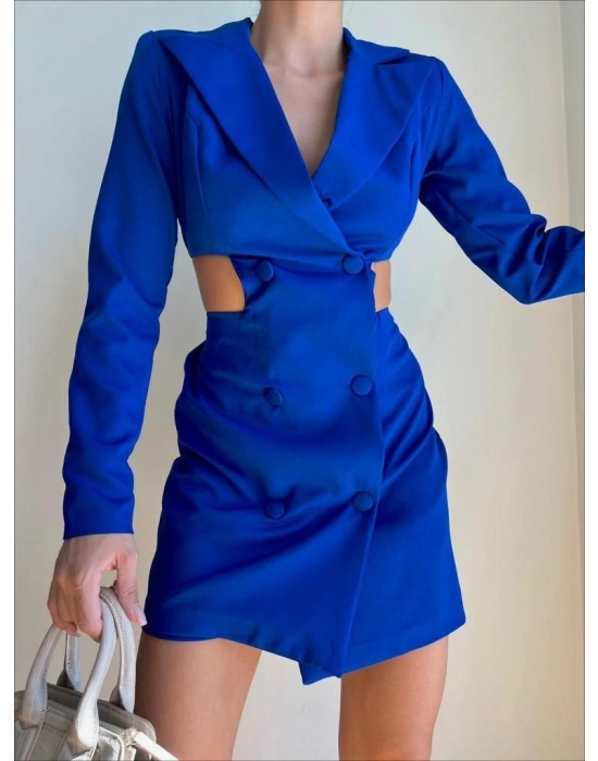 Yan Detay Şort Elbise - Lacivert