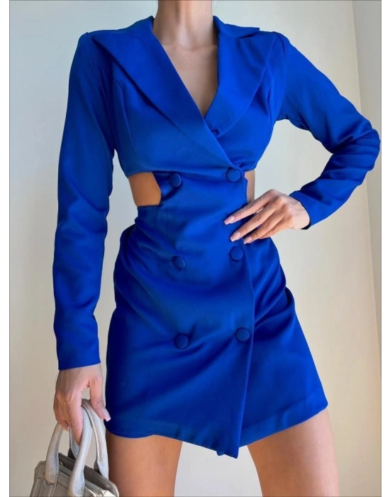 Yan Detay Şort Elbise - Lacivert