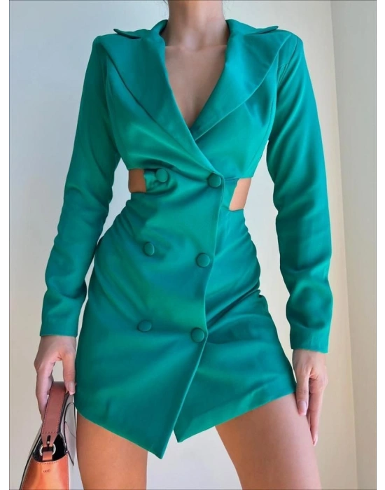 Yan Detay Şort Elbise - Yeşil